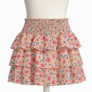 Shop Neighbor by In the Beginning Floral Smocked Ruffle Mini Skirt – Size Small